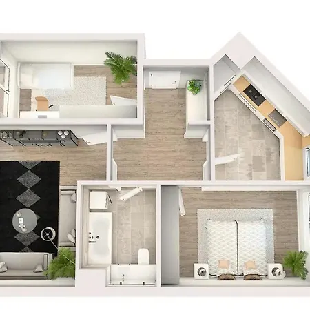 Daire Neue 3-zimmer-wohnung - Hochwertig Moebliert, Zentral & Mit Balkon *